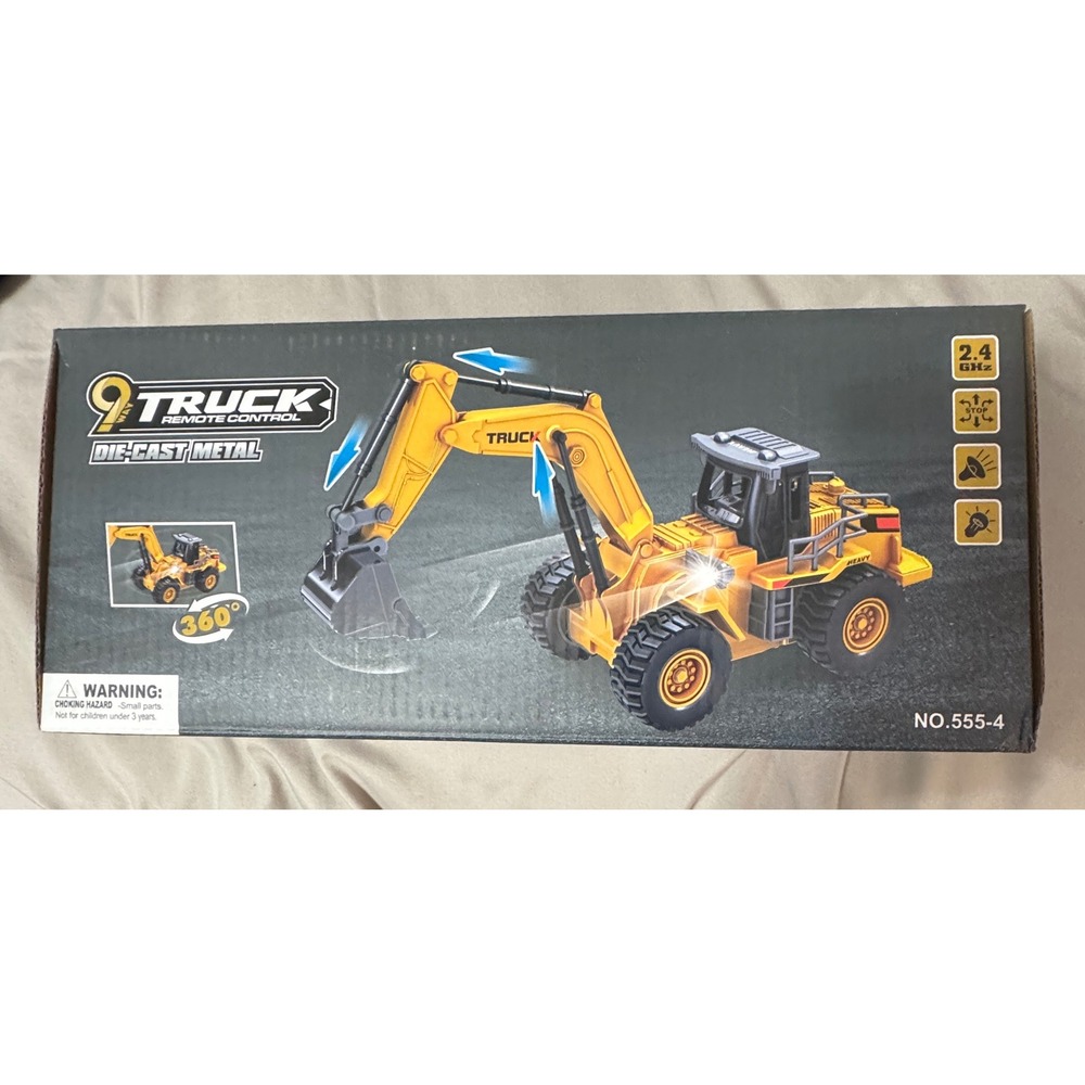9 Way Truck RC Excavator Kids OS Yellow Industrial Die-Cast Metal Remote Control